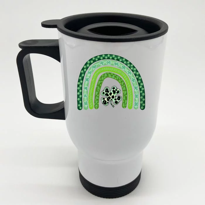 Lucky St Patrick's Day Rainbow Front & Back Stainless Steel Travel Mug