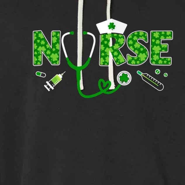 Lucky St Patricks Day Nurse In Clinic Or Hospital Gift Garment-Dyed Fleece Hoodie