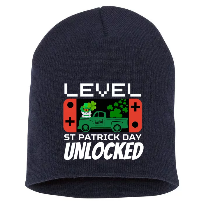 Level St. Patrick Day Unlocked Video Games Short Acrylic Beanie