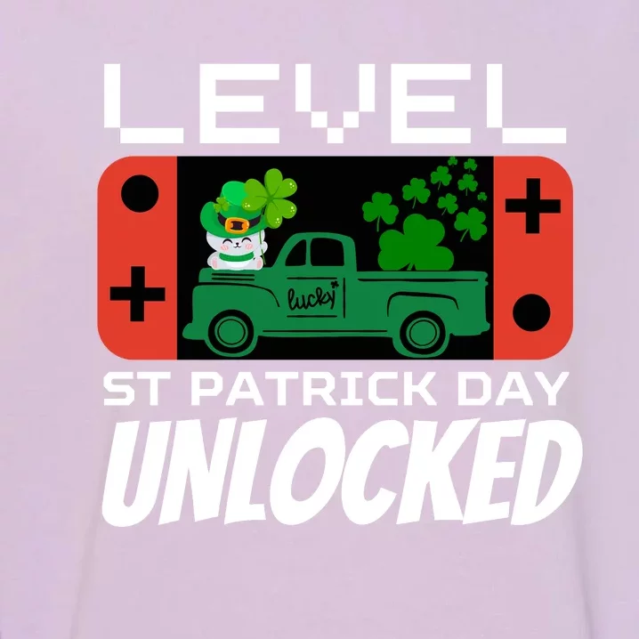 Level St. Patrick Day Unlocked Video Games Garment-Dyed Sweatshirt