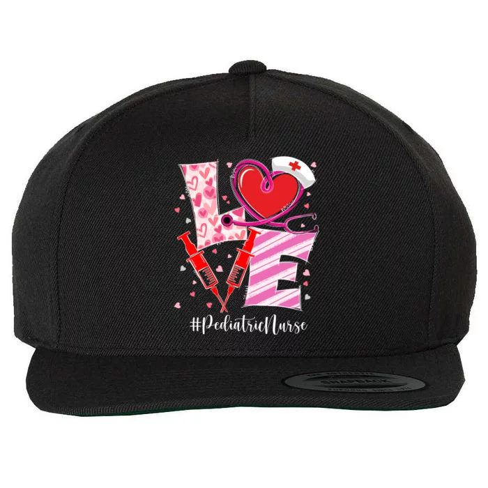 Love Stethoscope Pediatric Nurse Valentine's Day Gift Wool Snapback Cap