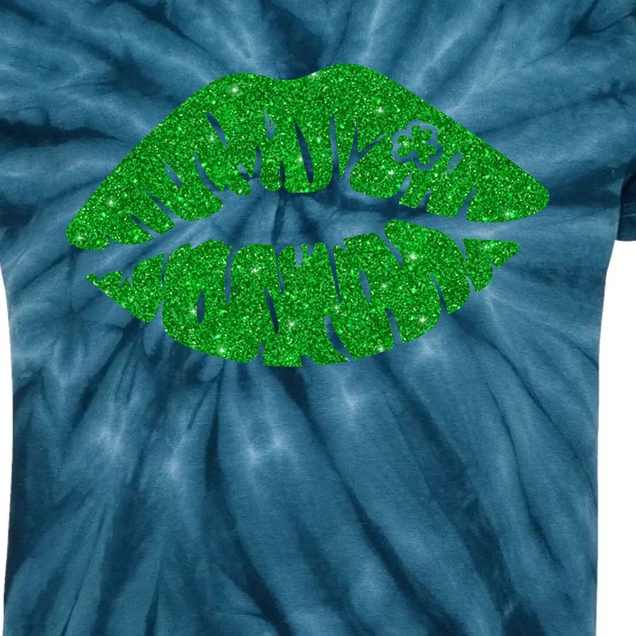 Lucky St Patrick's Day Lips Kiss Kids Tie-Dye T-Shirt