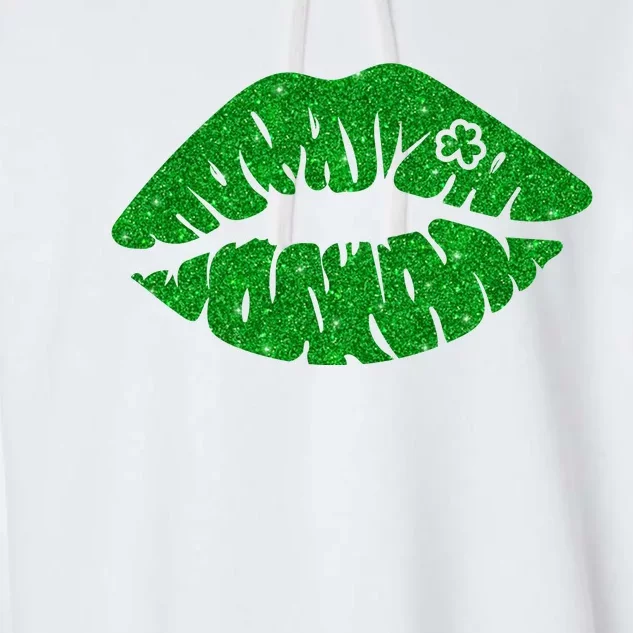 Lucky St Patrick's Day Lips Kiss Garment-Dyed Fleece Hoodie