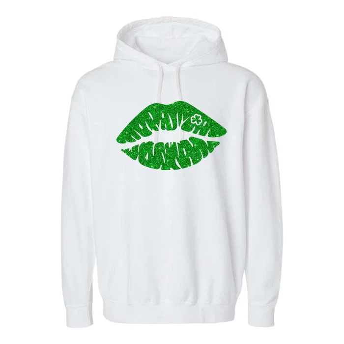 Lucky St Patrick's Day Lips Kiss Garment-Dyed Fleece Hoodie