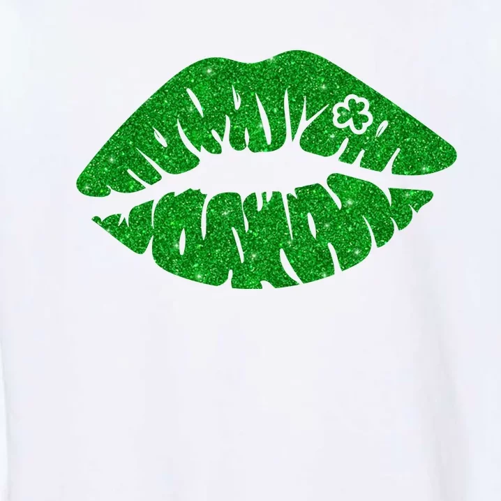 Lucky St Patrick's Day Lips Kiss Garment-Dyed Sweatshirt