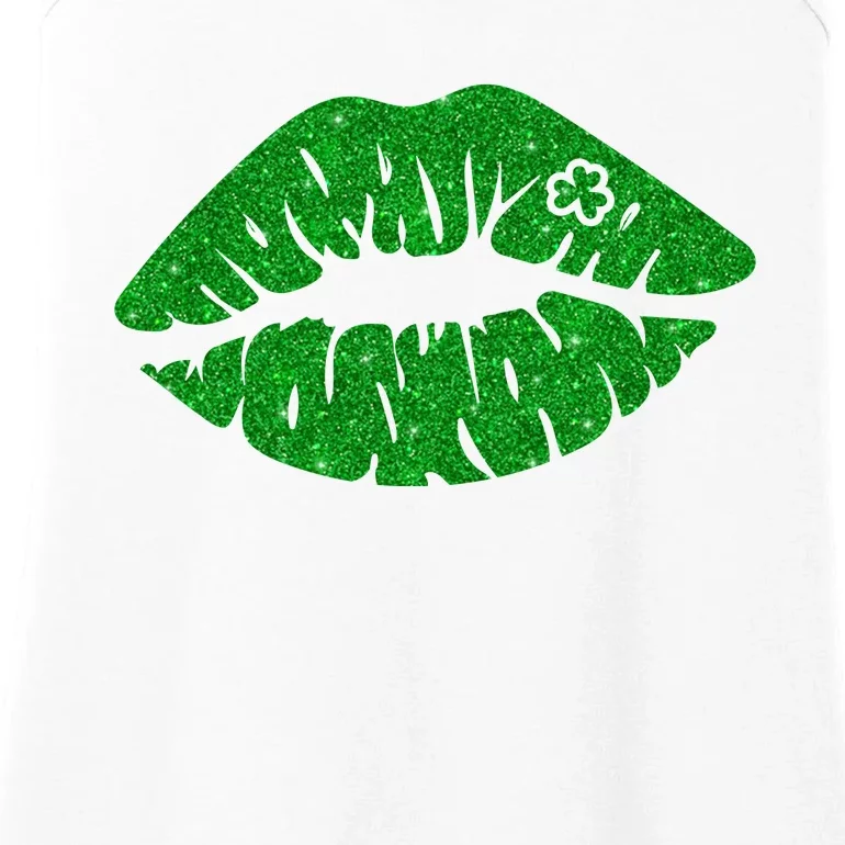 Lucky St Patrick's Day Lips Kiss Ladies Essential Tank