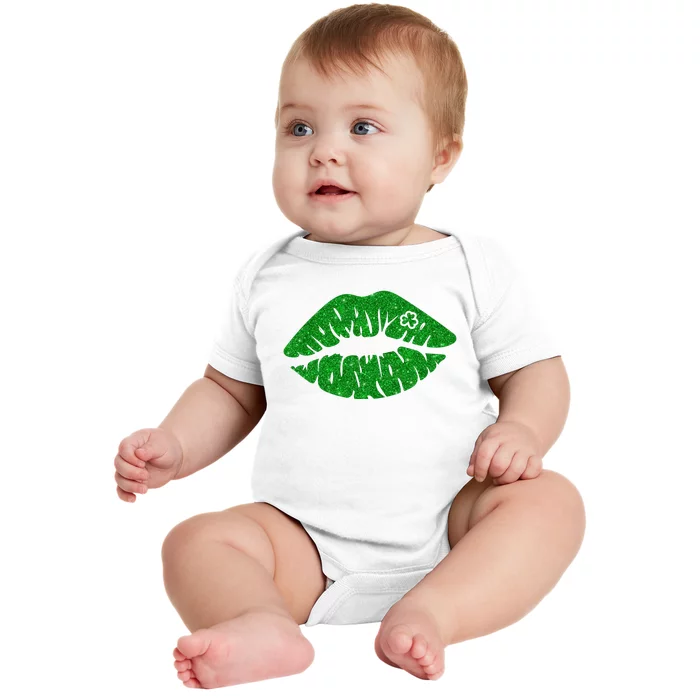 Lucky St Patrick's Day Lips Kiss Baby Bodysuit