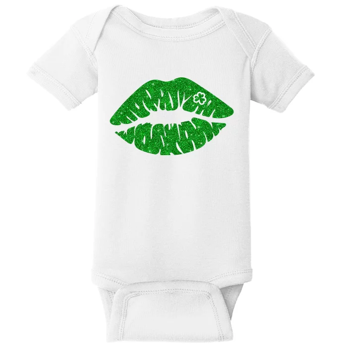 Lucky St Patrick's Day Lips Kiss Baby Bodysuit