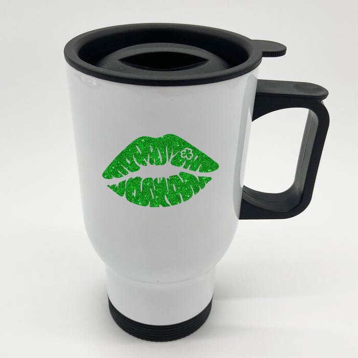 Lucky St Patrick's Day Lips Kiss Front & Back Stainless Steel Travel Mug