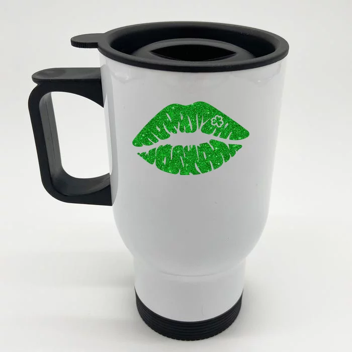 Lucky St Patrick's Day Lips Kiss Front & Back Stainless Steel Travel Mug