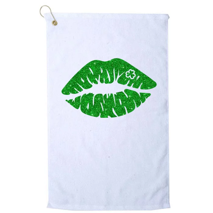 Lucky St Patrick's Day Lips Kiss Platinum Collection Golf Towel