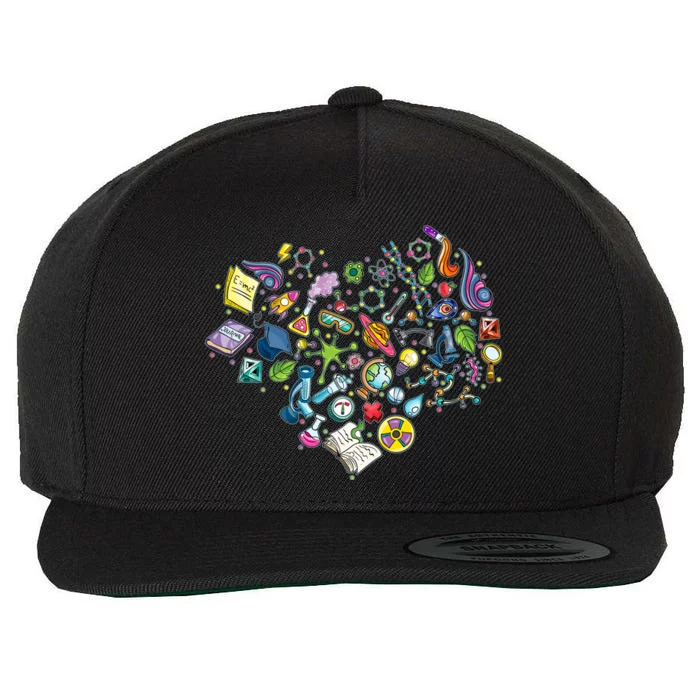 Love Science Pattern Heart Wool Snapback Cap