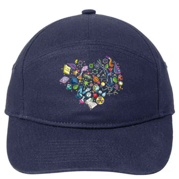 Love Science Pattern Heart 7-Panel Snapback Hat