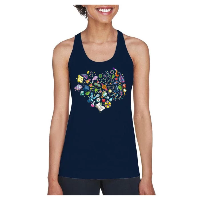 Love Science Pattern Heart Women's Racerback Tank