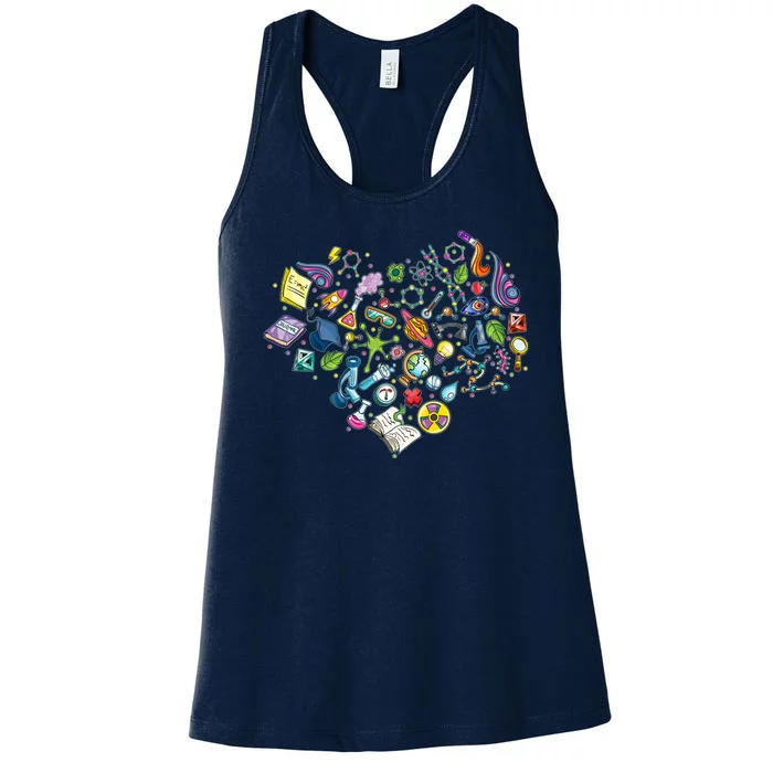 Love Science Pattern Heart Women's Racerback Tank