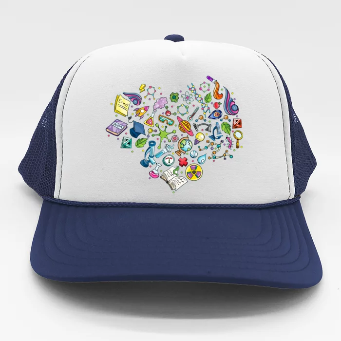 Love Science Pattern Heart Trucker Hat