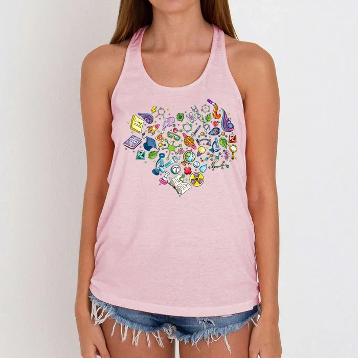 Love Science Pattern Heart Women's Knotted Racerback Tank