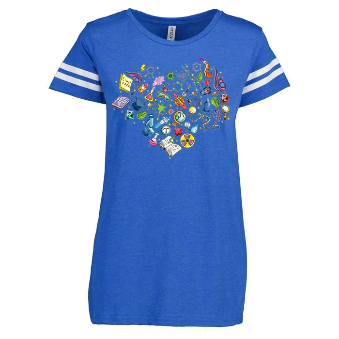 Love Science Pattern Heart Enza Ladies Jersey Football T-Shirt