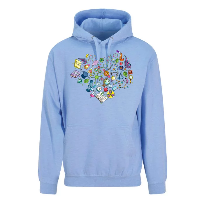 Love Science Pattern Heart Unisex Surf Hoodie