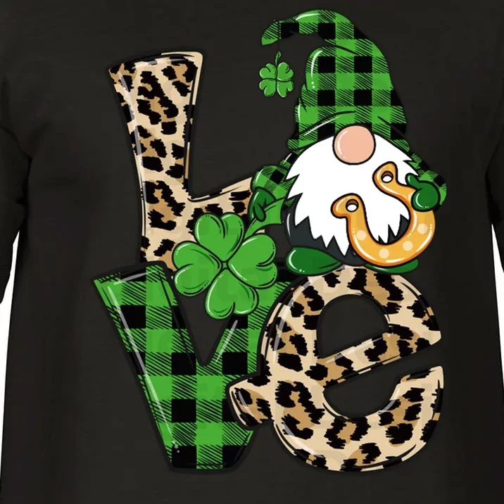 Love St Patricks Day Leopard Checkered Irish Gnome Comfort Colors T-Shirt