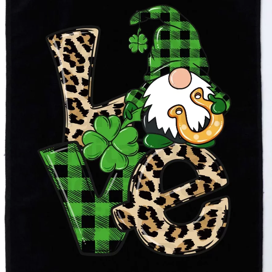 Love St Patricks Day Leopard Checkered Irish Gnome Platinum Collection Golf Towel