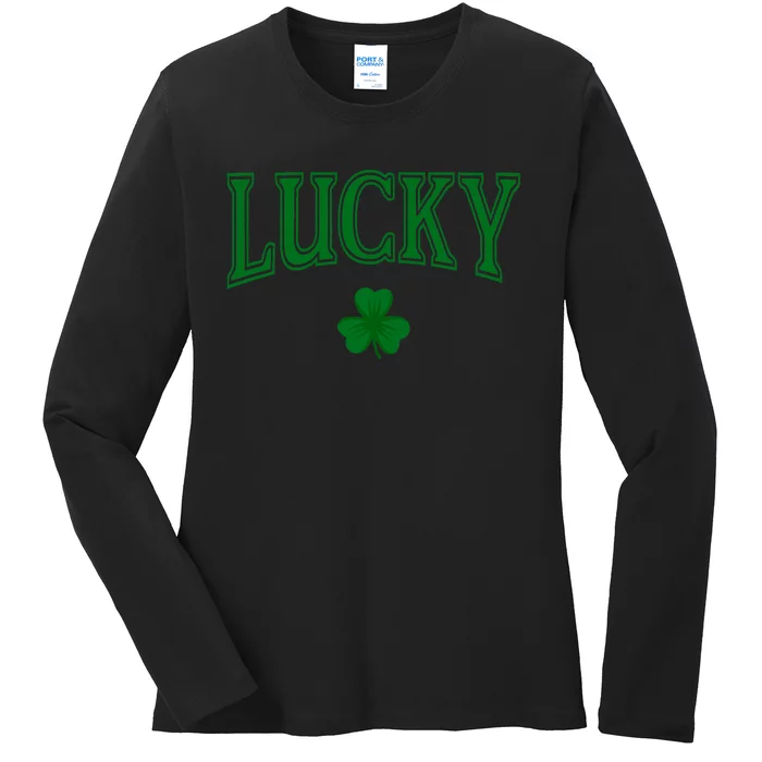 Lucky St PatrickS Day Clover Shamrock Lucky Ladies Long Sleeve Shirt