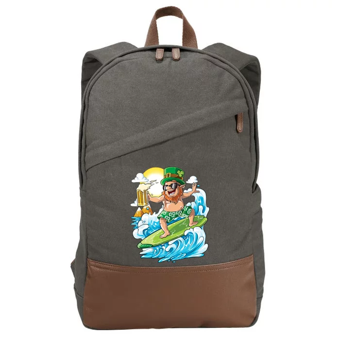 Leprechaun St Patricks Day Hawaiian Hawaii Surfing Beer Gift Cotton Canvas Backpack