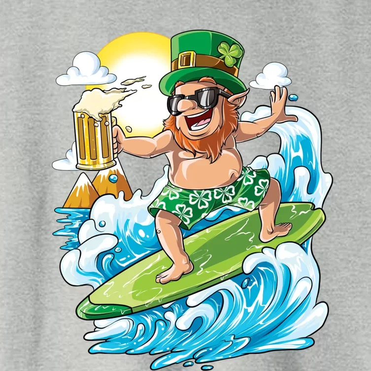 Leprechaun St Patricks Day Hawaiian Hawaii Surfing Beer Gift Women's Crop Top Tee