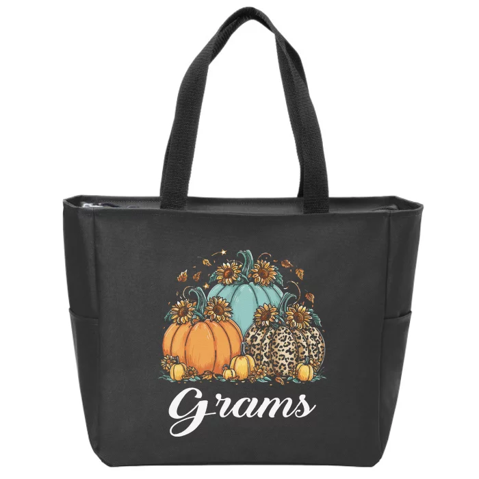 Leopard Sunflower Pumpkin Grams Halloween Zip Tote Bag