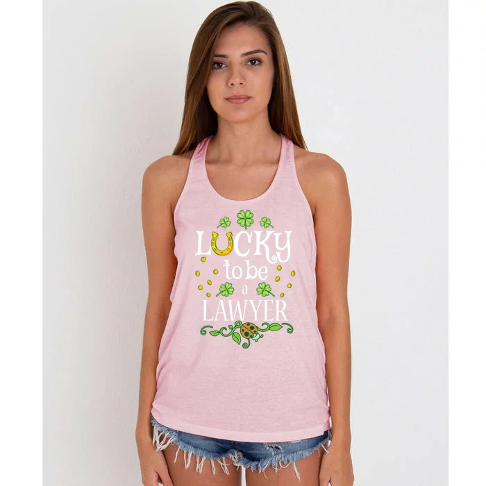 Lawyer St Patrick's Day Lucky To Be A Lawyer Gift Women's Knotted Racerback Tank