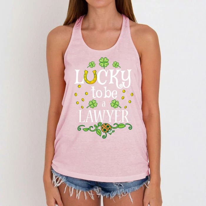 Lawyer St Patrick's Day Lucky To Be A Lawyer Gift Women's Knotted Racerback Tank