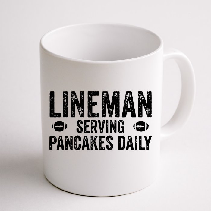 Lineman Serving Pancakes Daily Football Offensive Lineman Front & Back Coffee Mug