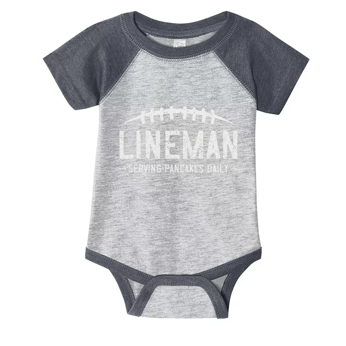 Lineman Serving Pancakes Daily Funny Vintage Football Infant Baby Jersey Bodysuit