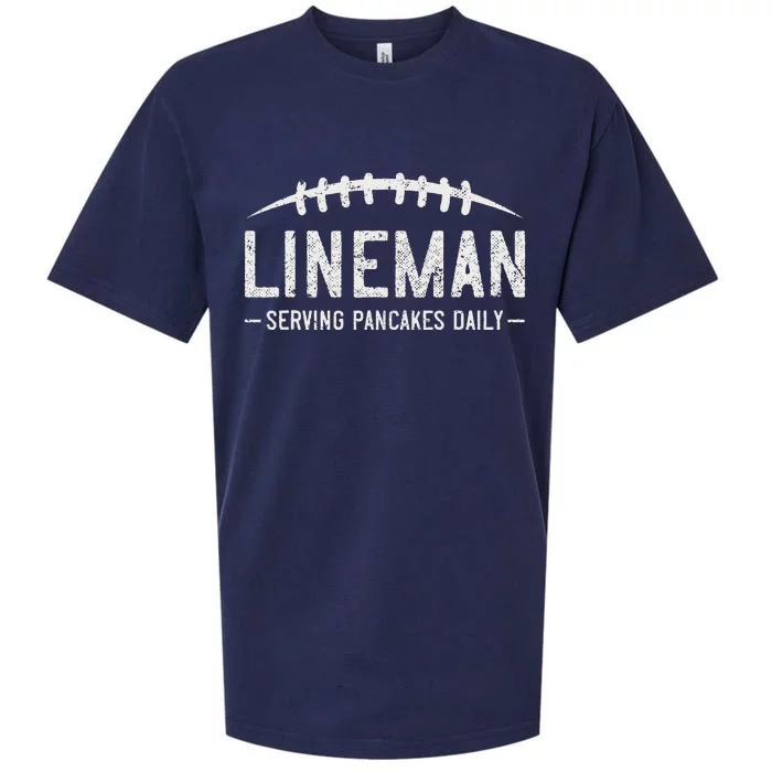 Lineman Serving Pancakes Daily Funny Vintage Football Sueded Cloud Jersey T-Shirt