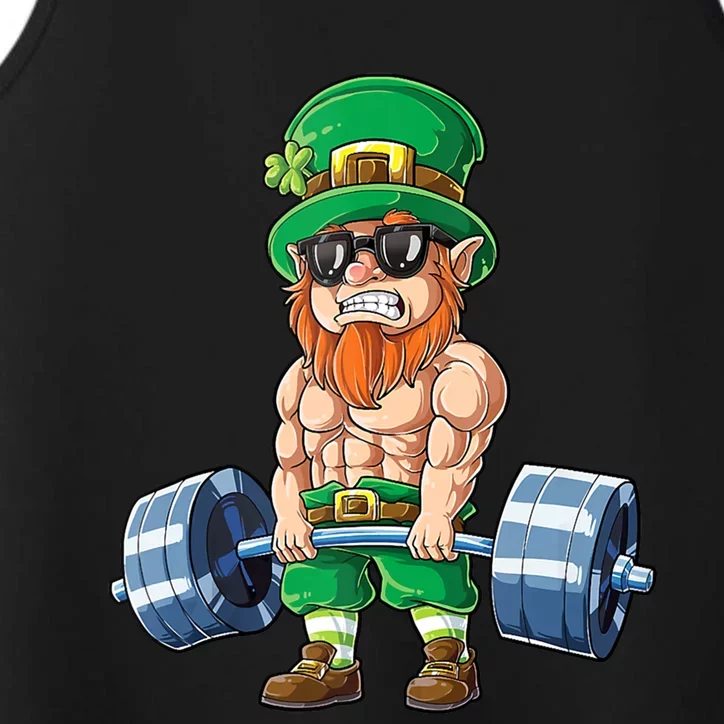 Leprechaun St Patricks Day Weightlifting Deadlift Fitness Gift Performance Tank