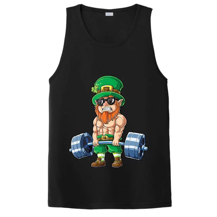 Leprechaun St Patricks Day Weightlifting Deadlift Fitness Gift Performance Tank