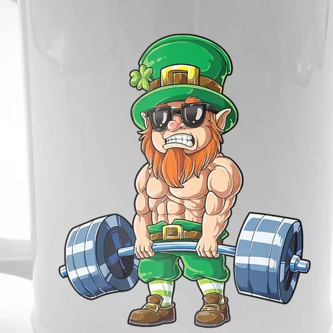 Leprechaun St Patricks Day Weightlifting Deadlift Fitness Gift Front & Back Beer Stein