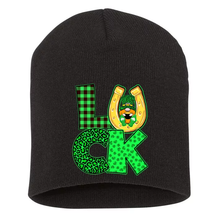 Luck St Patricks Day Lucky Leprechaun Cute Short Acrylic Beanie