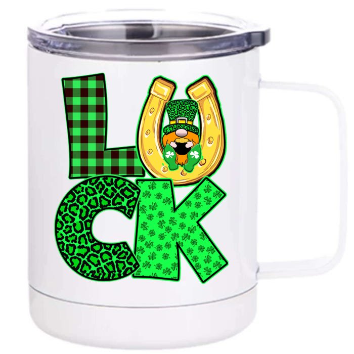 Luck St Patricks Day Lucky Leprechaun Cute Front & Back 12oz Stainless Steel Tumbler Cup