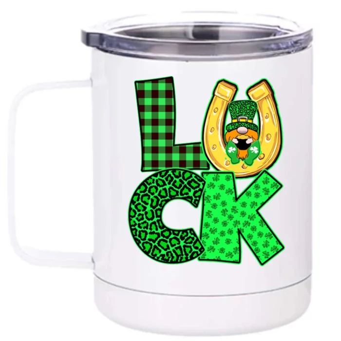 Luck St Patricks Day Lucky Leprechaun Cute Front & Back 12oz Stainless Steel Tumbler Cup