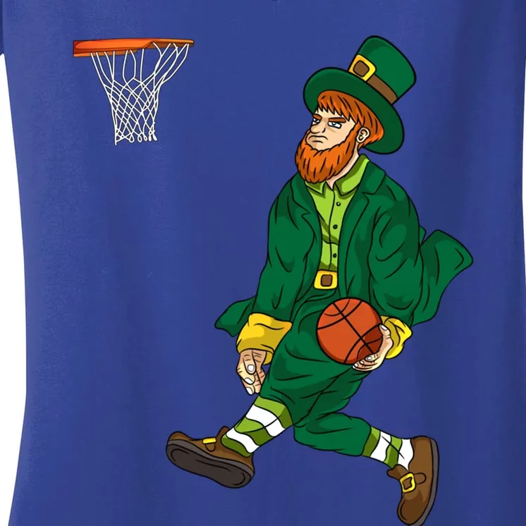 Leprechaun St Patricks Day Basketball Meaningful Gift Women's V-Neck T-Shirt