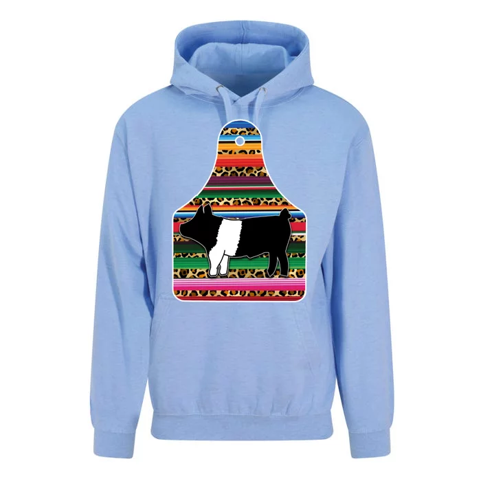 Livestock Show Pig Cheetah Serape Ear Tag Hamp Swine Gift Meaningful Gift Unisex Surf Hoodie