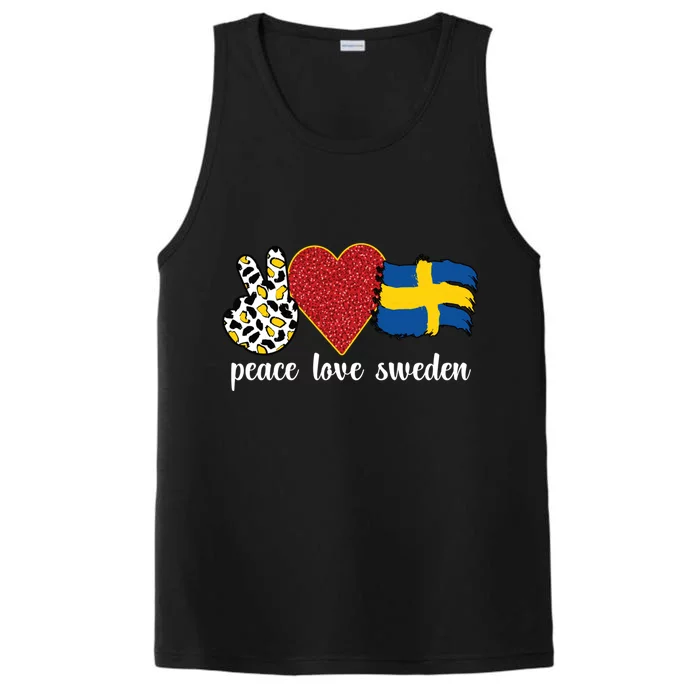 Love Sweden Proud Swedish Flag Swedish Roots Gift Performance Tank