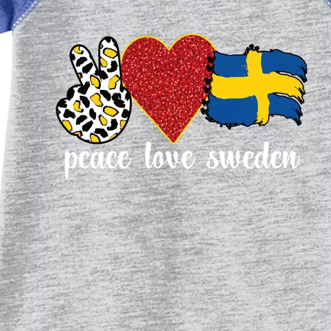 Love Sweden Proud Swedish Flag Swedish Roots Gift Infant Baby Jersey Bodysuit