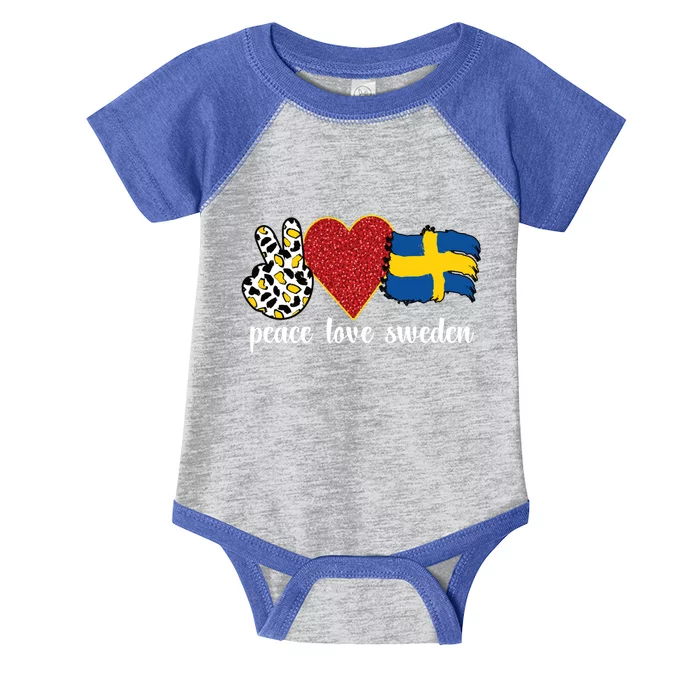 Love Sweden Proud Swedish Flag Swedish Roots Gift Infant Baby Jersey Bodysuit