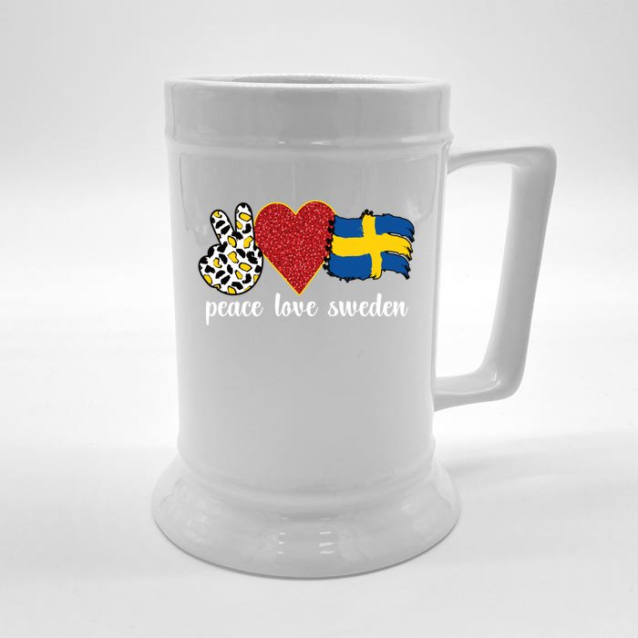 Love Sweden Proud Swedish Flag Swedish Roots Gift Front & Back Beer Stein