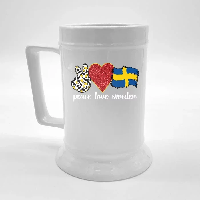 Love Sweden Proud Swedish Flag Swedish Roots Gift Front & Back Beer Stein