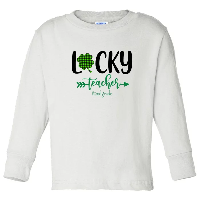 Lucky St Patrick's Day Teacher 2nd Grade Funny Gifts Teacher Toddler Long Sleeve Shirt