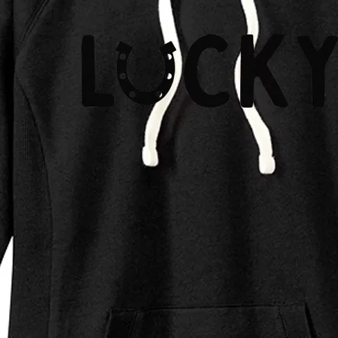 Lucky Saint Patrick's Day Funny Horseshoe Graphic Design Women's Fleece Hoodie