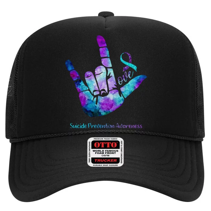 Love Suicide Prevention Awareness High Crown Mesh Trucker Hat